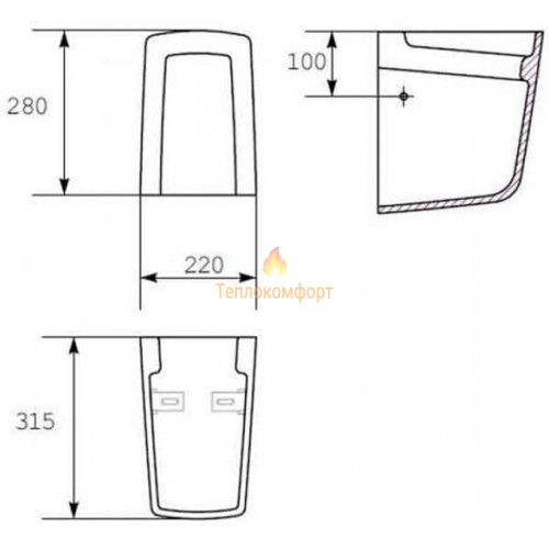  Материалы и комплектующие - Полупьедестал для умывальника Cersanit Carina К31-003 31,5×28×22 см - Фото 3