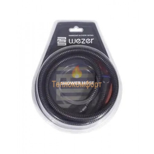 Шланги - Шланг для душа Wezer WKR-008-150В 1,5 м черный (оплетка нерж., фитинги латунь) - Фото 2