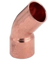 Відвід мідний кутовий під пайку 45° з однією муфтою Viega 22