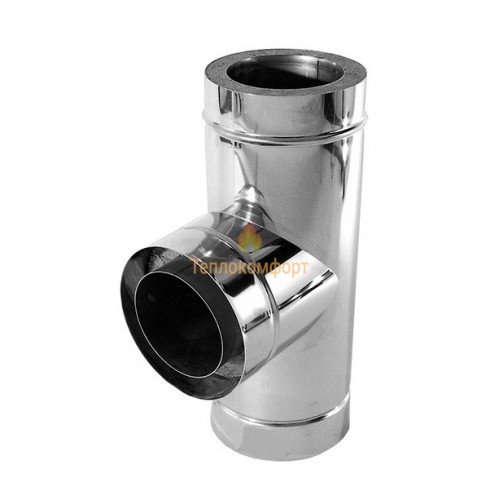 Отопление - Тройник дымоходный Standart Termo AISI 304 87°, нерж/нерж, 1 мм, ᴓ 130/200 Тепло-Люкс - Фото 1
