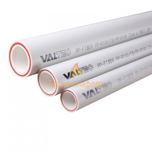 Трубы - Труба полипропиленовая Valtec PP-Fiber PN20 20 мм армированная стекловолокном (белая) - Фото 1